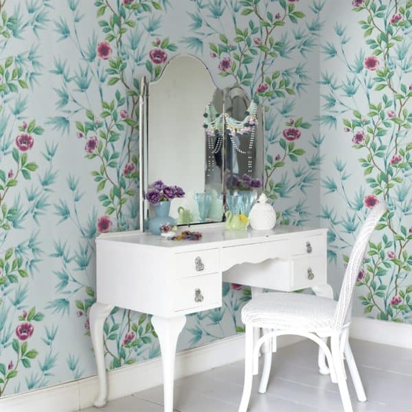 Papel pintado estampado floral en color azul Lady Alford HDHW112901 - Imagen 7