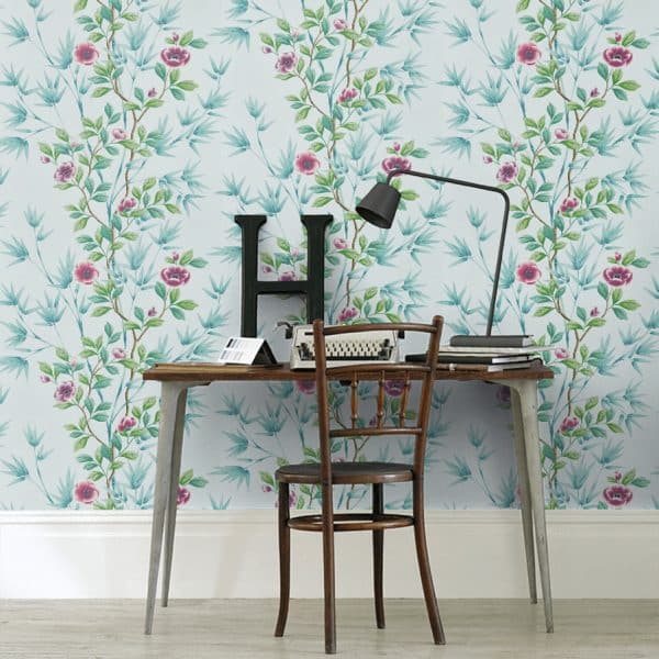 Papel pintado estampado floral en color azul Lady Alford HDHW112901 - Imagen 6
