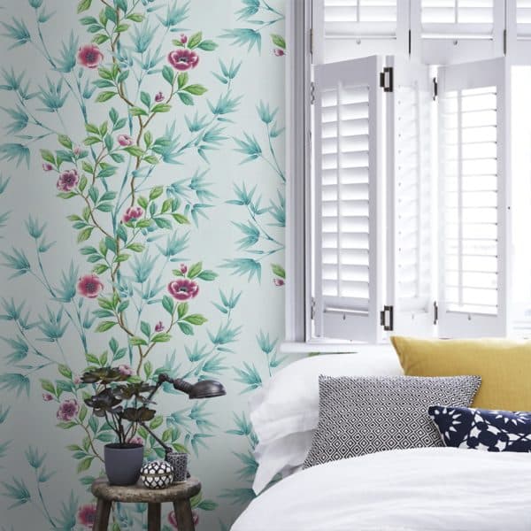 Papel pintado estampado floral en color azul Lady Alford HDHW112901 - Imagen 5