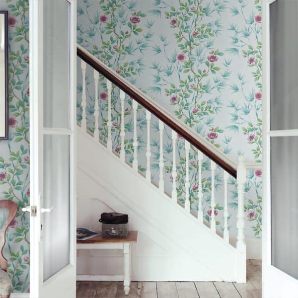 Papel pintado estampado floral en color azul Lady Alford HDHW112901 - Imagen 4