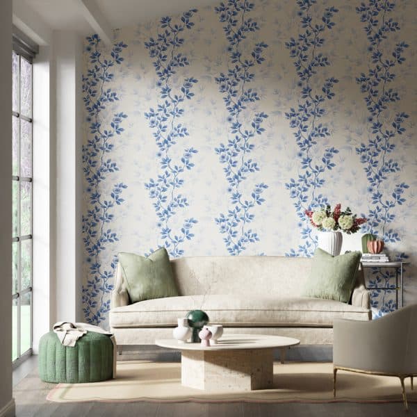 Papel pintado estampado floral en color azul Lady Alford HDHW112898 - Imagen 3