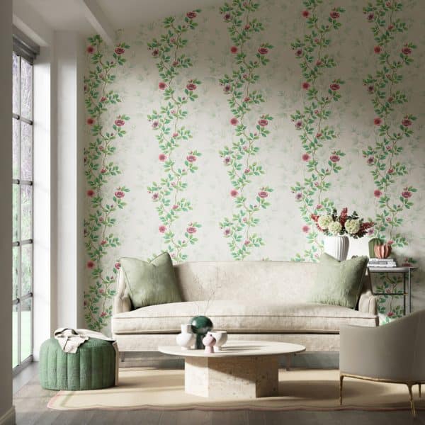 Papel pintado estampado floral en color verde Lady Alford HDHW112899 - Imagen 3