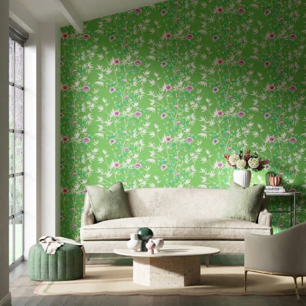 Papel pintado estampado floral en color verde Lady Alford HDHW112900 - Imagen 3