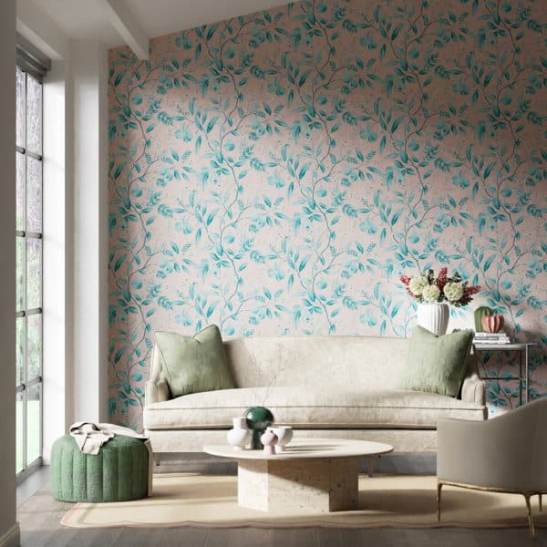 Papel pintado de frutas en color turquesa Marie HDHW112910 - Imagen 4