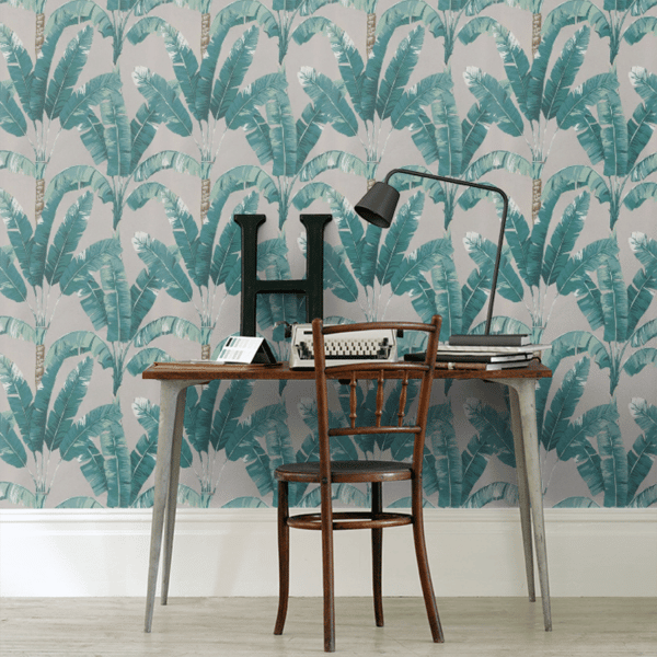 Papel pintado tropical en color turquesa Palmaria W7210-01 - Imagen 11