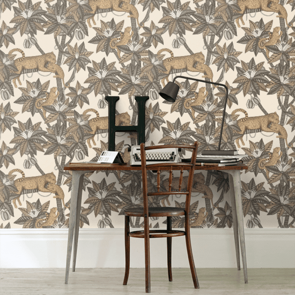 Papel pintado de animales en colores gris y metálico dorado Satara 119/3013 - Imagen 8