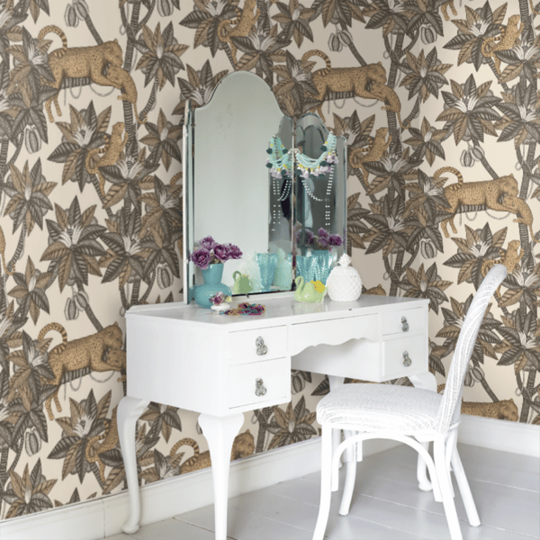 Papel pintado de animales en colores gris y metálico dorado Satara 119/3013 - Imagen 7
