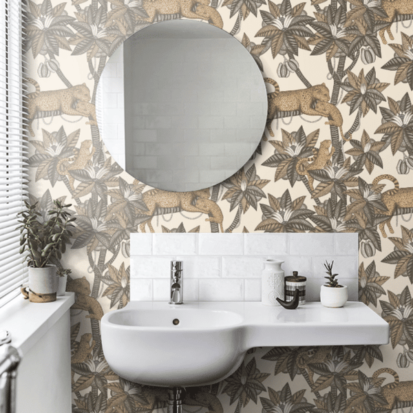 Papel pintado de animales en colores gris y metálico dorado Satara 119/3013 - Imagen 6