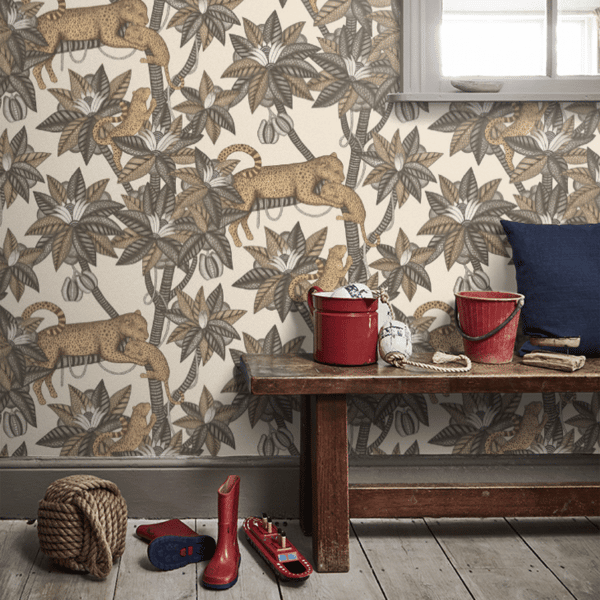 Papel pintado de animales en colores gris y metálico dorado Satara 119/3013 - Imagen 5