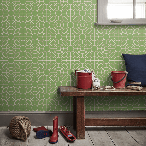 Papel pintado de geométrico trellis en color verde Knot Garden W7455-02 - Imagen 8