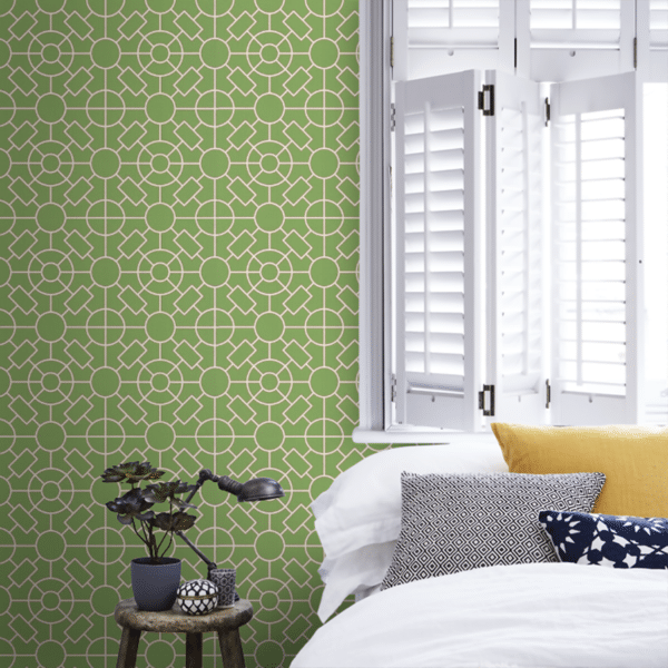 Papel pintado de geométrico trellis en color verde Knot Garden W7455-02 - Imagen 6
