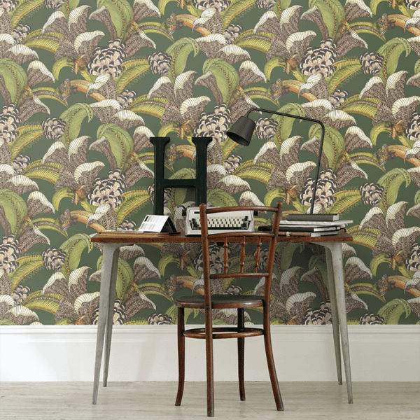 Papel pintado de estampado floral en color verde Hoopoe Leaves 119/1003 - Imagen 13