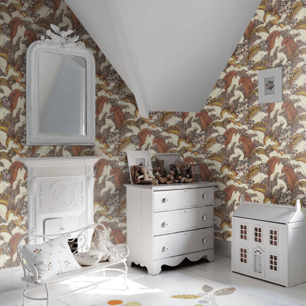 Papel pintado de estampado floral en color naranja Hoopoe Leaves 119/1004 - Imagen 4
