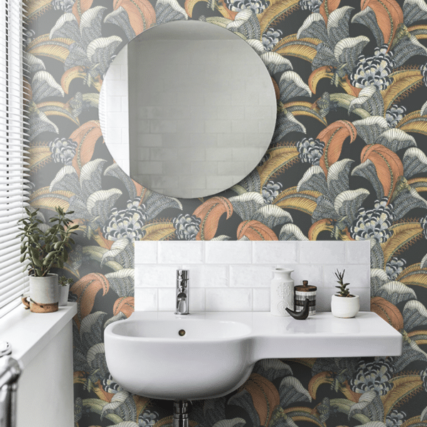 Papel pintado de estampado floral en color gris y multicolor Hoopoe Leaves 119/1005 - Imagen 10