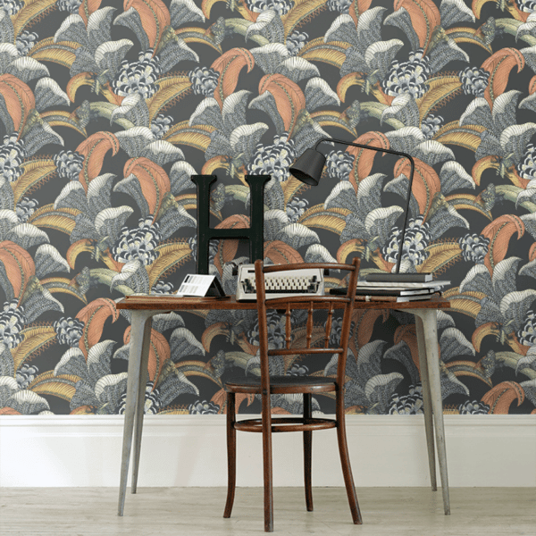 Papel pintado de estampado floral en color gris y multicolor Hoopoe Leaves 119/1005 - Imagen 5