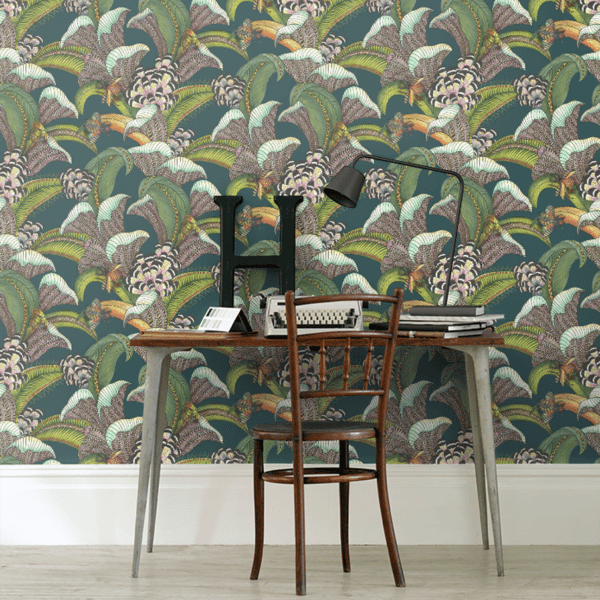 Papel pintado de estampado floral en color verde Hoopoe Leaves 119/1007 - Imagen 4