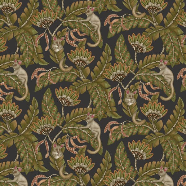 Papel pintado de animales color verde Bush Baby 119/7031