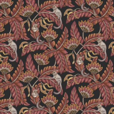 Papel pintado de animales en color rojo Bush Baby 119/7033