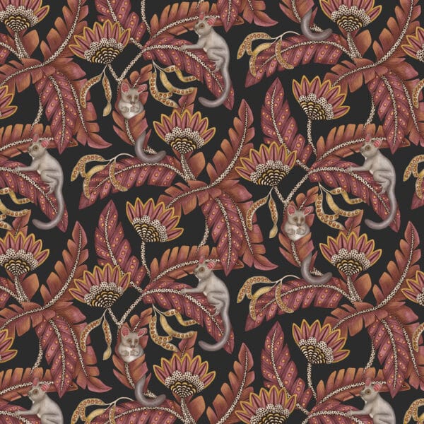 Papel pintado de animales en color rojo Bush Baby 119/7033
