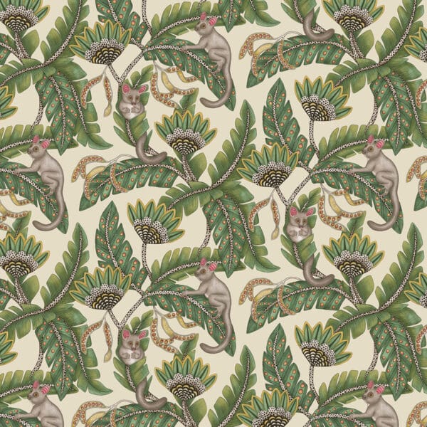 Papel pintado de animales en color verde Bush Baby 119/7035