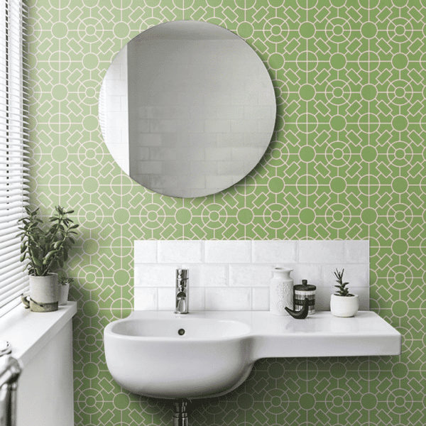 Papel pintado de geométrico trellis en color verde Knot Garden W7455-02 - Imagen 7