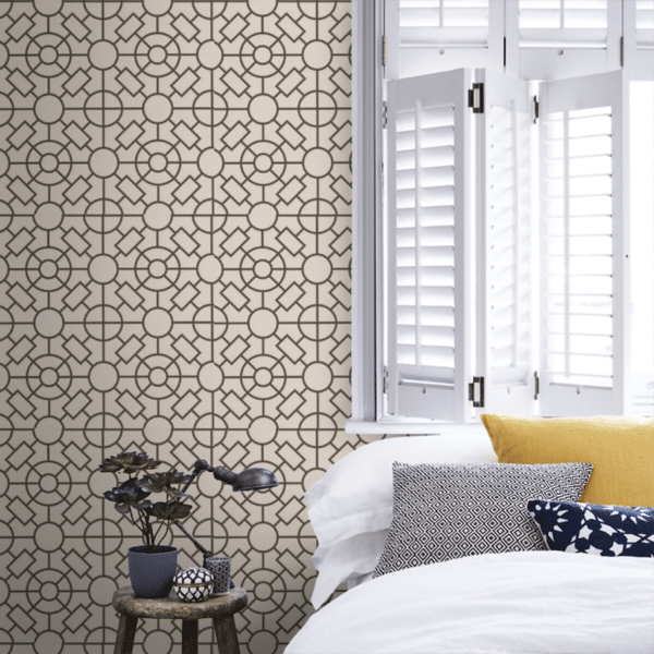Papel pintado de geométrico trellis en color beige Knot Garden W7455-05 - Imagen 9
