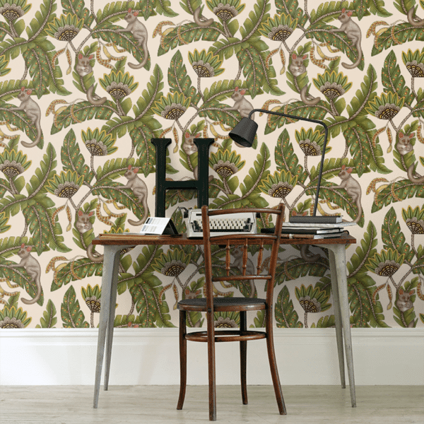 Papel pintado de animales en color verde y beige Bush Baby 119/7032 - Imagen 7