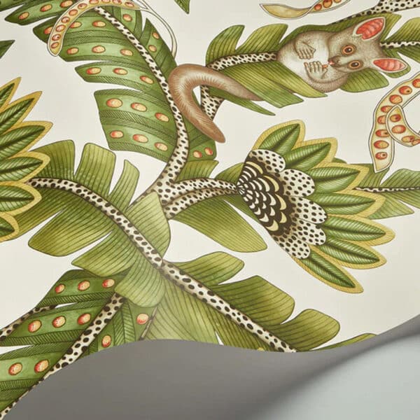 Papel pintado de animales en color verde y beige Bush Baby 119/7032 - Imagen 5