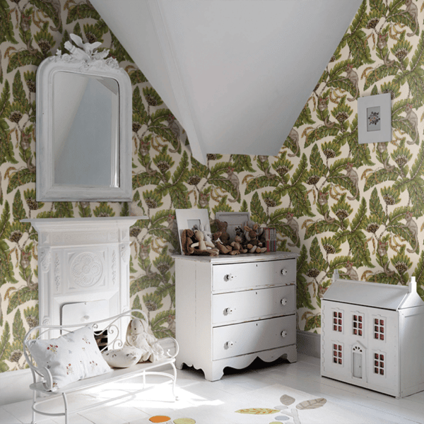 Papel pintado de animales en color verde y beige Bush Baby 119/7032 - Imagen 4