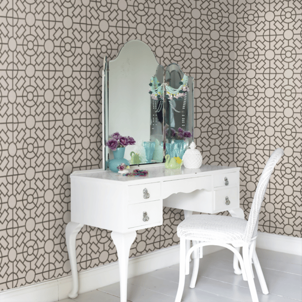 Papel pintado de geométrico trellis en color beige Knot Garden W7455-05 - Imagen 11