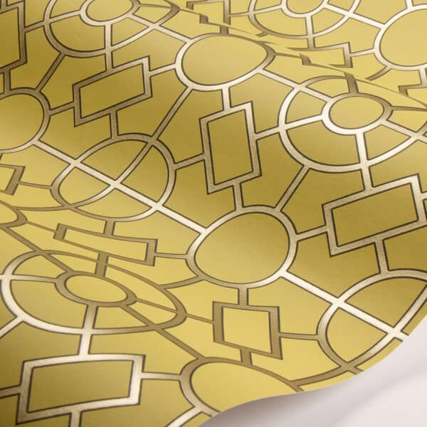 Papel pintado de geométrico trellis en color amarillo Knot Garden W7455-01 - Imagen 3