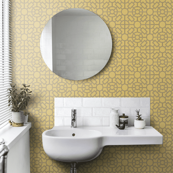 Papel pintado de geométrico trellis en color amarillo Knot Garden W7455-01 - Imagen 10