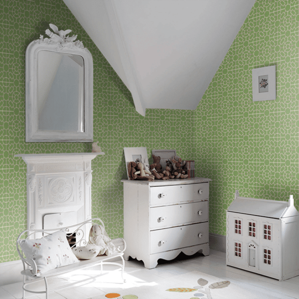 Papel pintado de geométrico trellis en color verde Knot Garden W7455-02 - Imagen 5