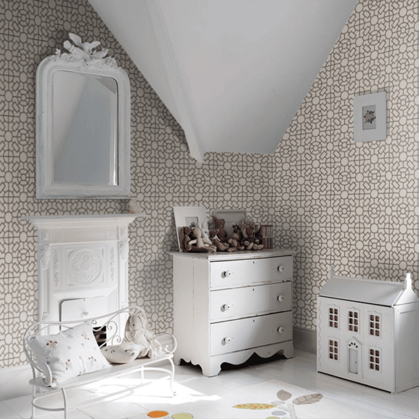 Papel pintado de geométrico trellis en color beige Knot Garden W7455-05 - Imagen 8