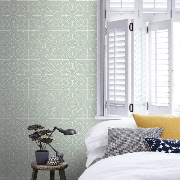 Papel pintado de geométrico trellis en color verde Knot Garden W7455-03 - Imagen 10