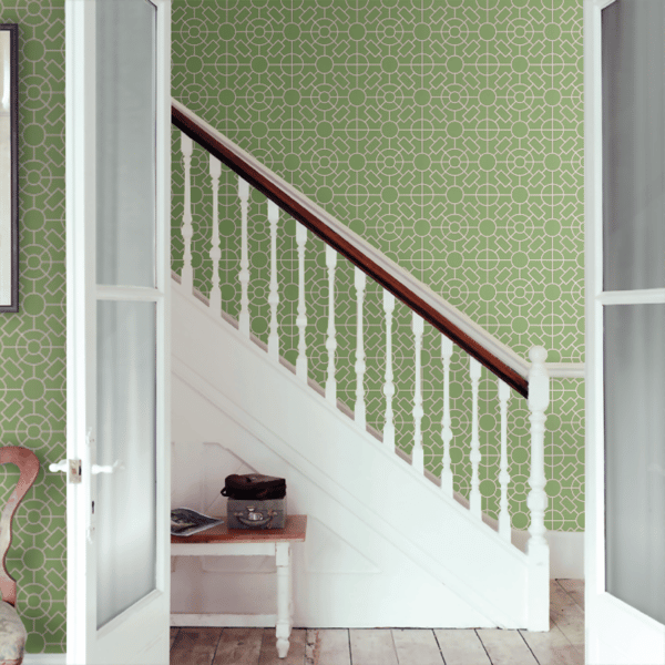 Papel pintado de geométrico trellis en color verde Knot Garden W7455-02 - Imagen 4