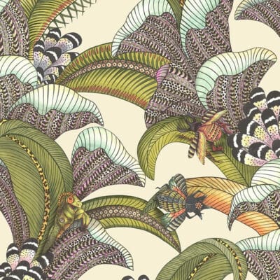 Papel pintado de estampado floral en multicolor Hoopoe Leaves 119/1001