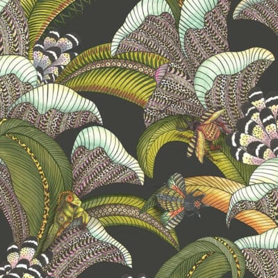Papel pintado de estampado floral en color verde Hoopoe Leaves 119/1002
