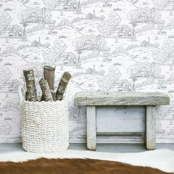 Papel pintado toile de jouy en color negro Pasture Toile FH4031 - Imagen 7