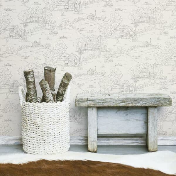 Papel pintado toile de jouy en color negro Pasture Toile FH4031 - Imagen 5