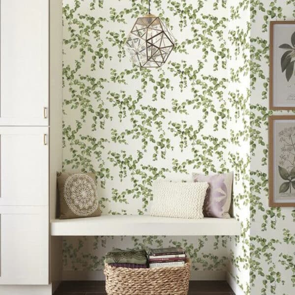 Papel pintado de hojas en color verde Creeping Fig Vine FH4036 - Imagen 3