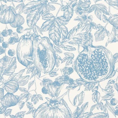 Papel pintado de frutas en color azul Melograno HQN3112924
