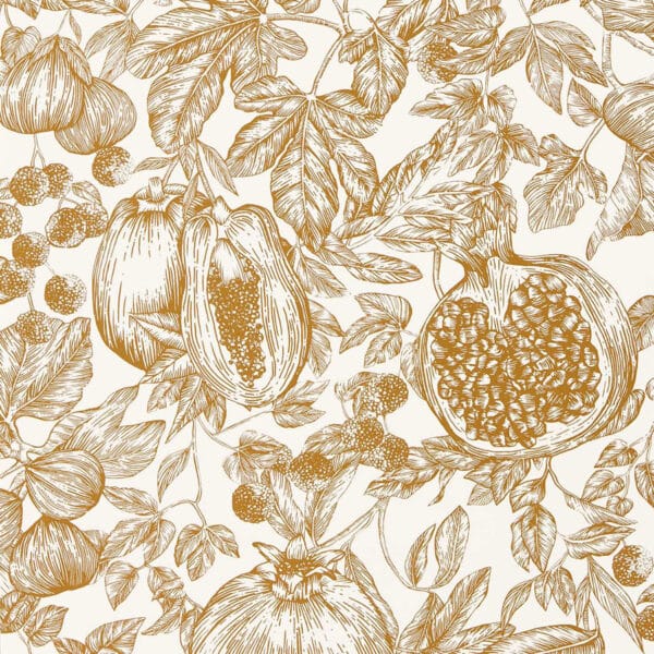 Papel pintado de frutas en color dorado Melograno HQN3112925