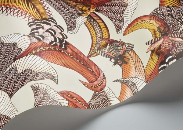 Papel pintado de estampado floral en color naranja Hoopoe Leaves 119/1004 - Imagen 3