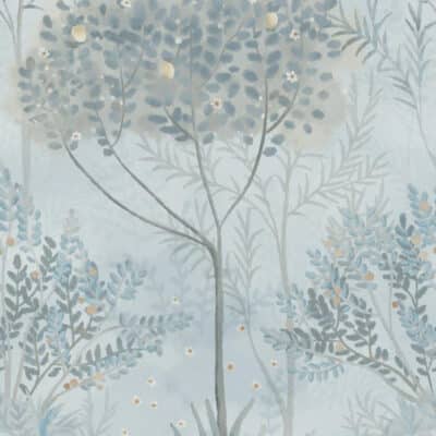 Papel pintado de árboles en color azul Orchard MN1820