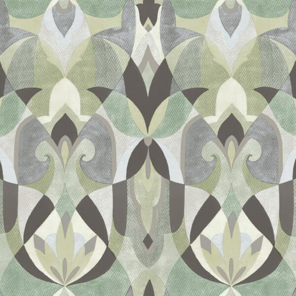 Papel pintado abstracto en color verde y plata Malta MN1922