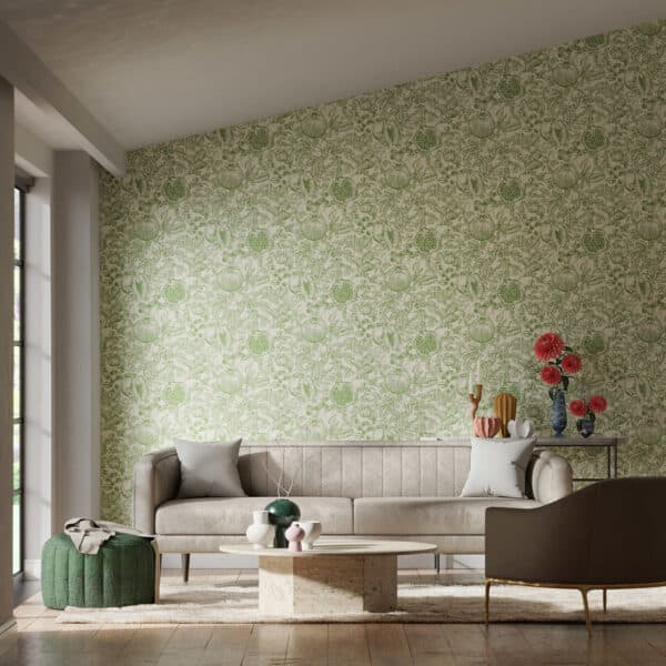 Papel pintado de frutas en color verde Melograno HQN3112923 - Imagen 3
