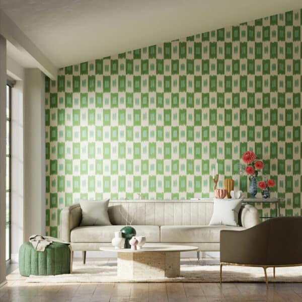 Papel pintado de ikat en color verde Shiruku HQN3112921 - Imagen 3