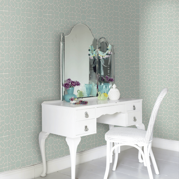 Papel pintado de geométrico trellis en color verde Knot Garden W7455-03 - Imagen 6