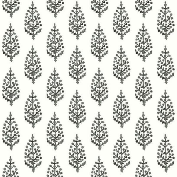 Papel pintado de hojas en color negro Paisley On Calico FH4069